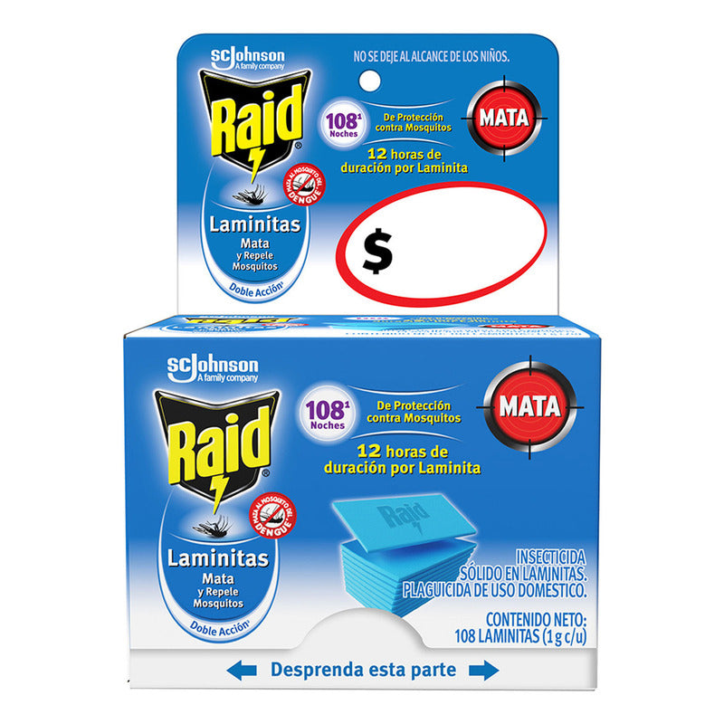 Pack X108 Repuesto Repelente De Mosquitos Raid Laminitas