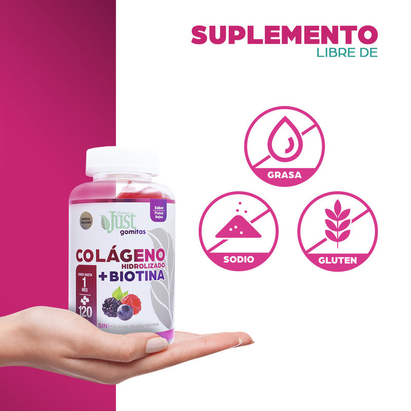 Colágeno Hidrolizado + Biotina Olnatura Just 120 Gomitas Frutos Rojos