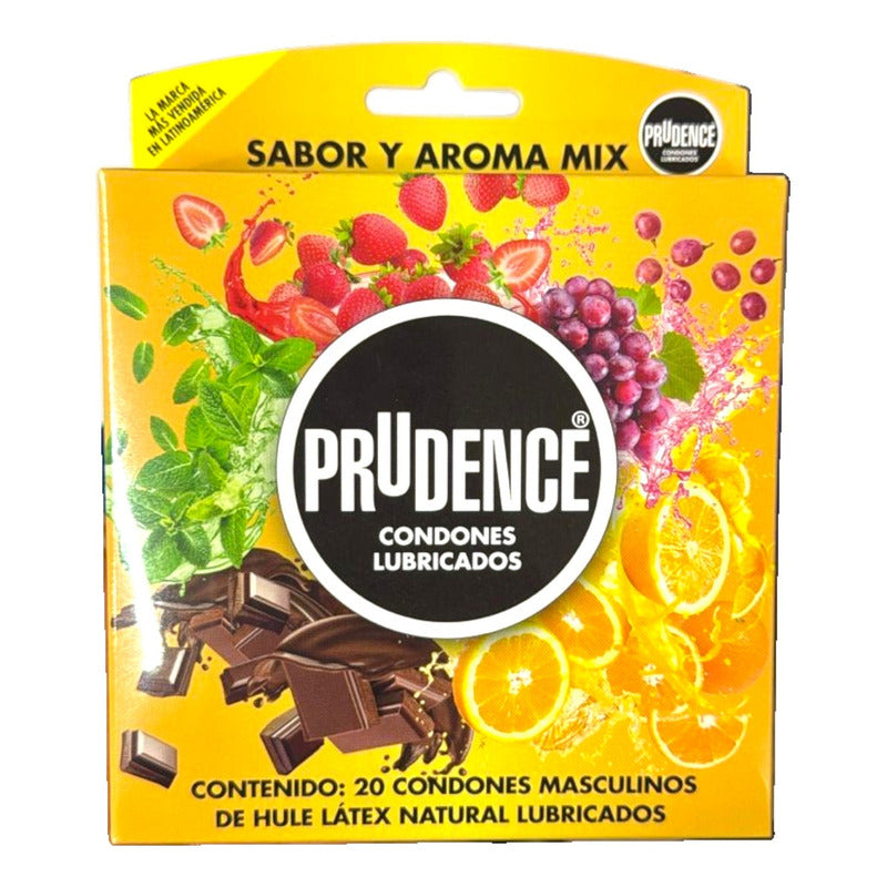 20 Condones De Látex Prudence Mix Lubricados Sabor Y Aroma