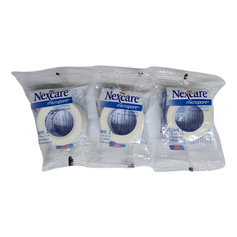 3 Cintas Micropore Blanca 2.5cm X 5m Nexcare 3m