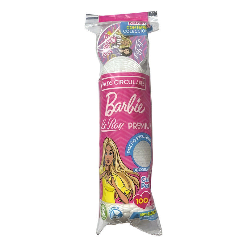 Le Roy Pads Circulares Barbie + Portapads De Regalo 100pz