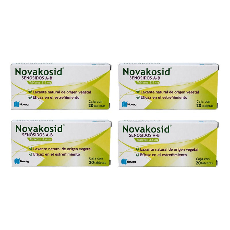 Cuatro Cajas De Senósidos A-b Novakosid 20 Tabs Cu
