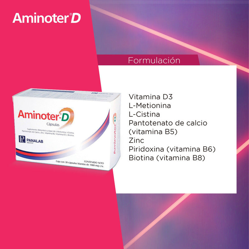 Aminoter D Suplemento Anti Caída De Cabello Vitamina D 30cap