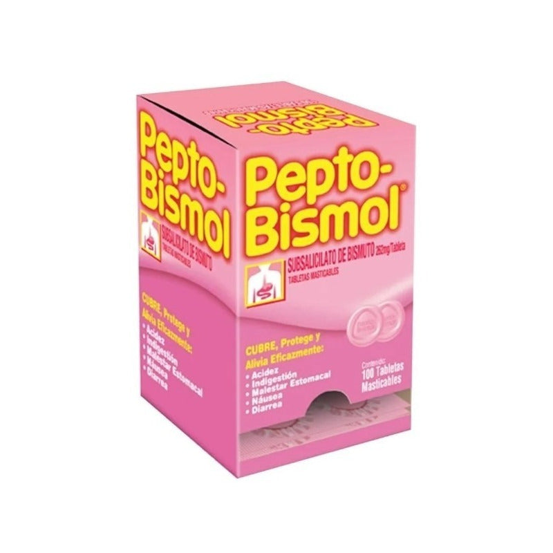 Pepto Bismol Dispensador Con 100 Tabletas Masticables