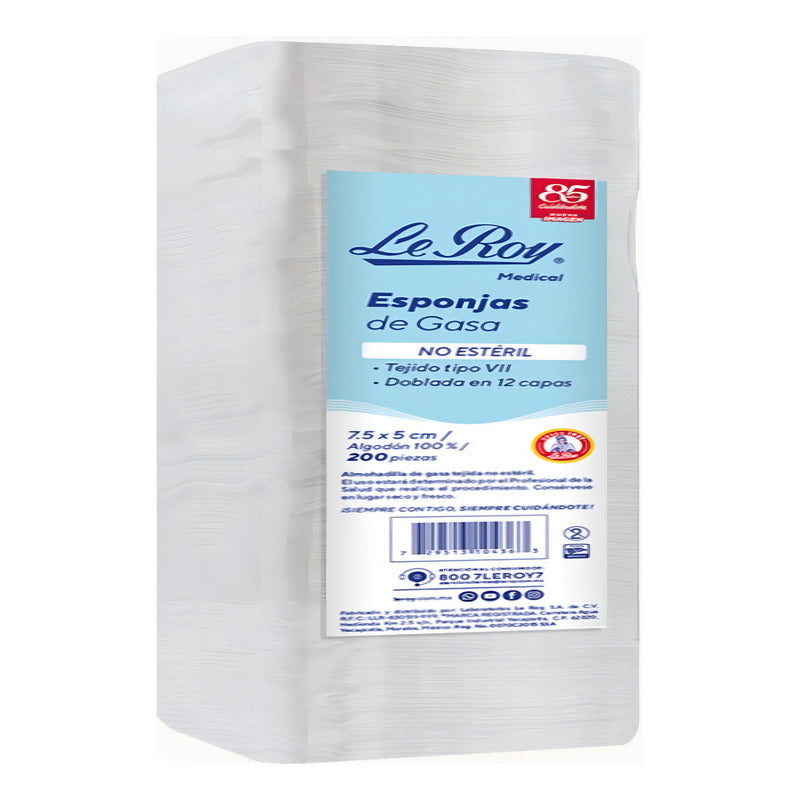 Esponja De Gasa 7.5x5 No Estéril C/200 Pzas Le Roy