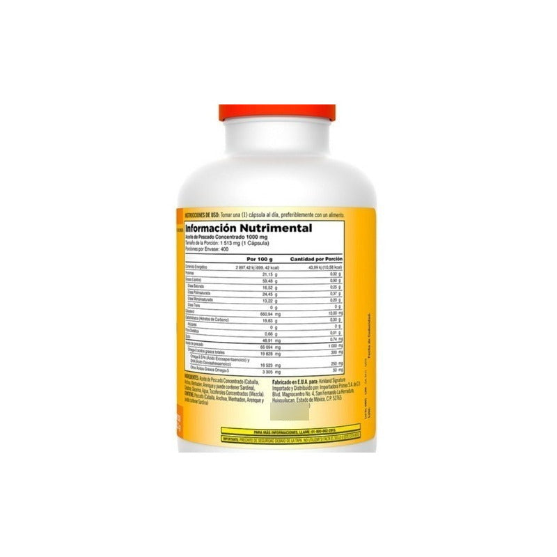 Kirkland Aceite De Pescado Concentrado Omega 3 Bote 400 Caps