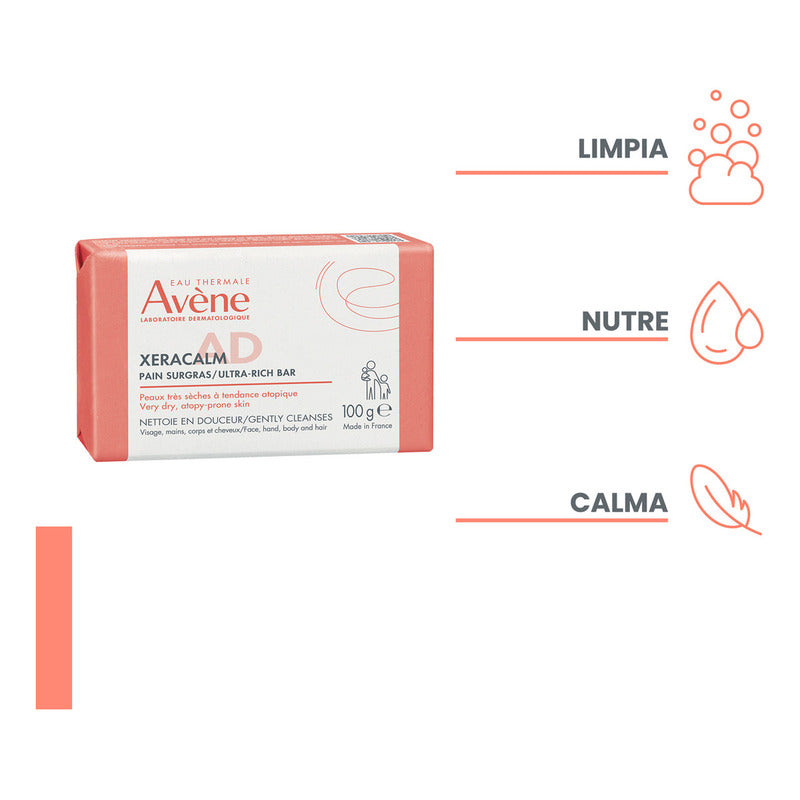 Barra Dermatológica Xeracalm A.d Avène 100 G Sin Jabón