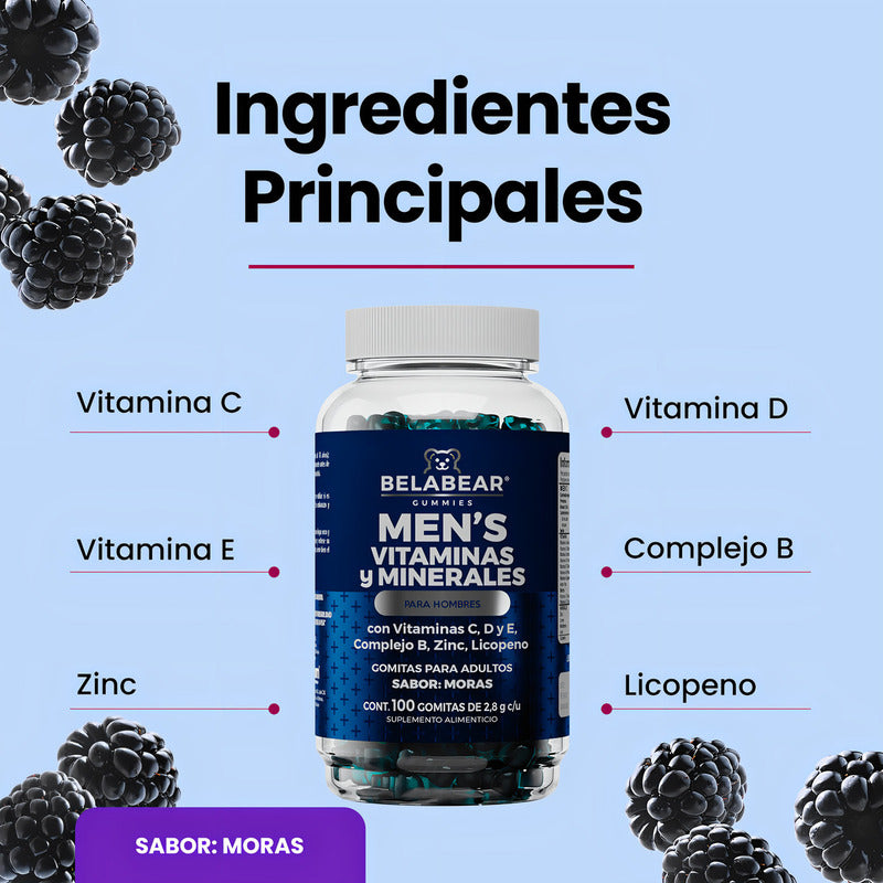 Suplemento En Gomitas Solanum Pharma Men's Multi Sabor Moras De 280g 100 Un
