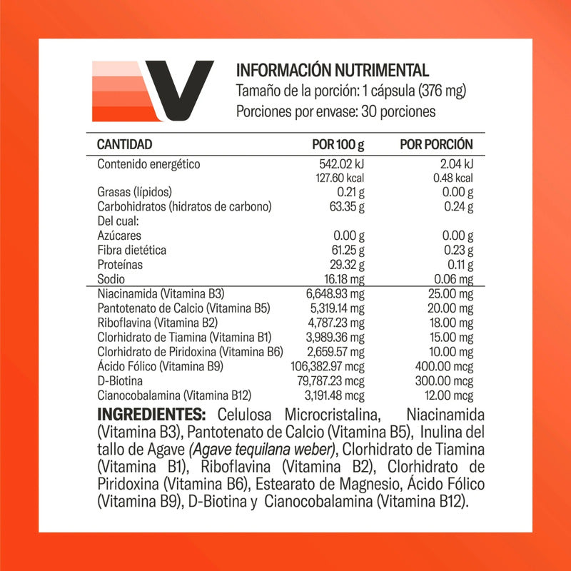 Complejo B Vitamínica 30 Cápsulas De 376 Mg C/u Sabor Sin Sabor
