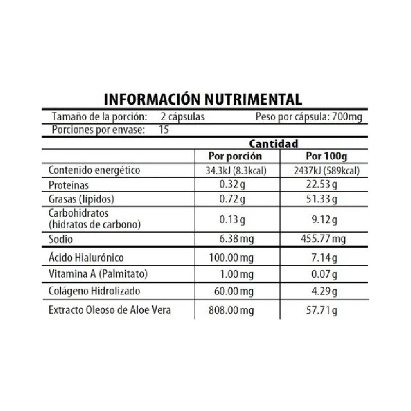 Naturagel Ácido Hialuronico, Aloe Vera Y Vitaminas 30cap Sabor Sin Sabor