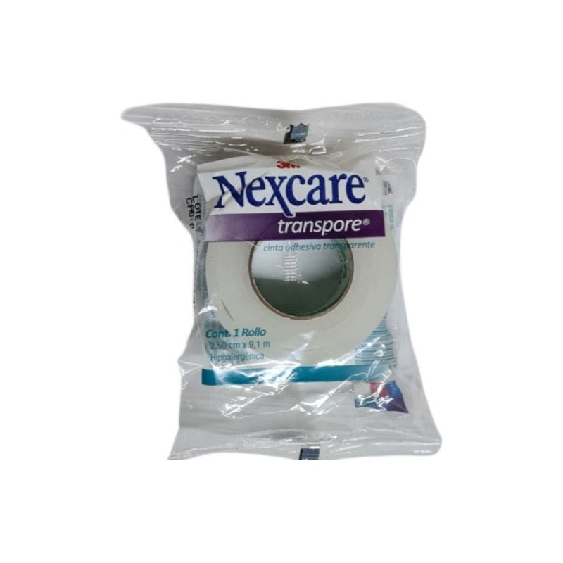 3 Cintas Transpore Transparente Nexcare 3m 2.50 Cm X 9.1 M