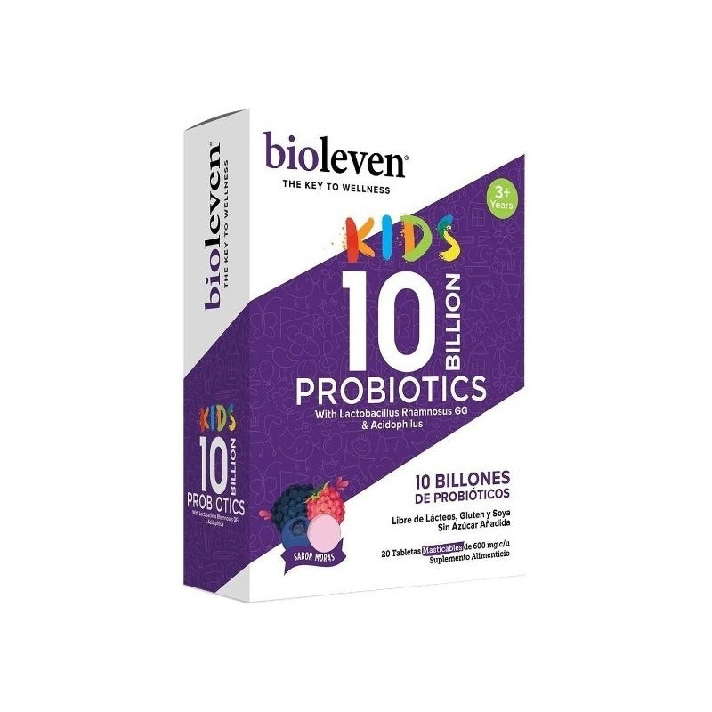 Duo Pack Bioleven Kids Probioticos 20 Tabs Masticables Cu Moras