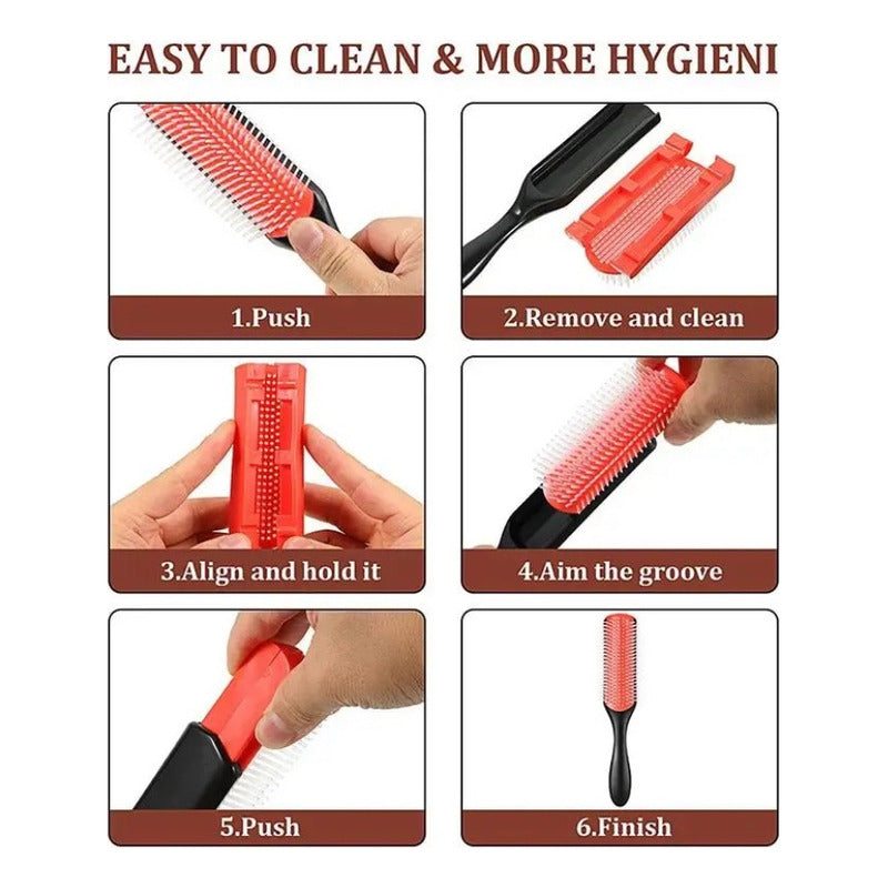 Cepillo Cantu Para Estilizar Cabello Rizado 9 Filas Color Negro