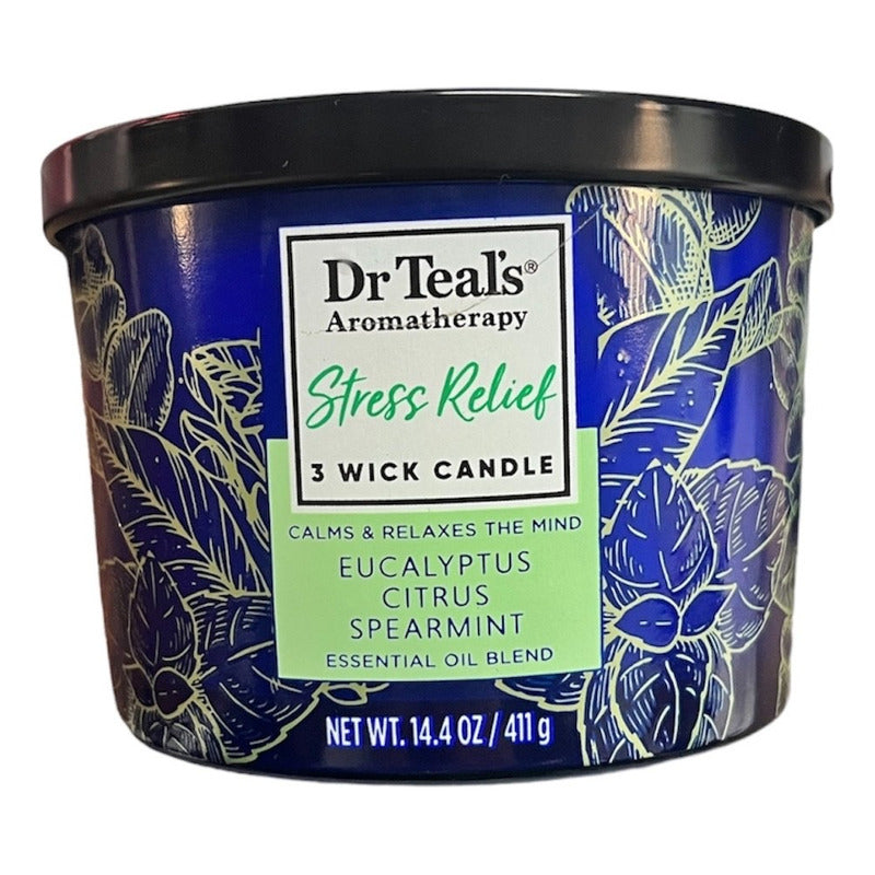 Dr Teals Aromaterapia Vela Para Alivio Del Estrés 411g Blanco Stress Relef Eucalipto