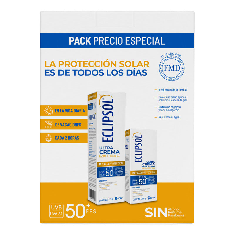 Pack X2 Eclipsol Ultra Crema Protector Solar Facial Y Corporal Fps50+ 125g + 60g