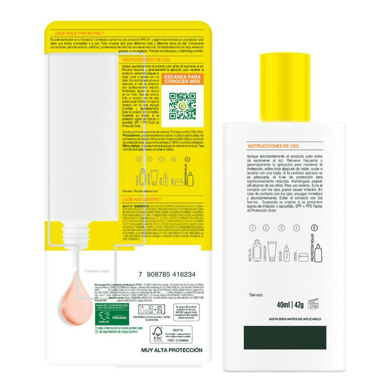 Protector Solar Facial Super Uv Con Color Fps50+ 40ml Garnier