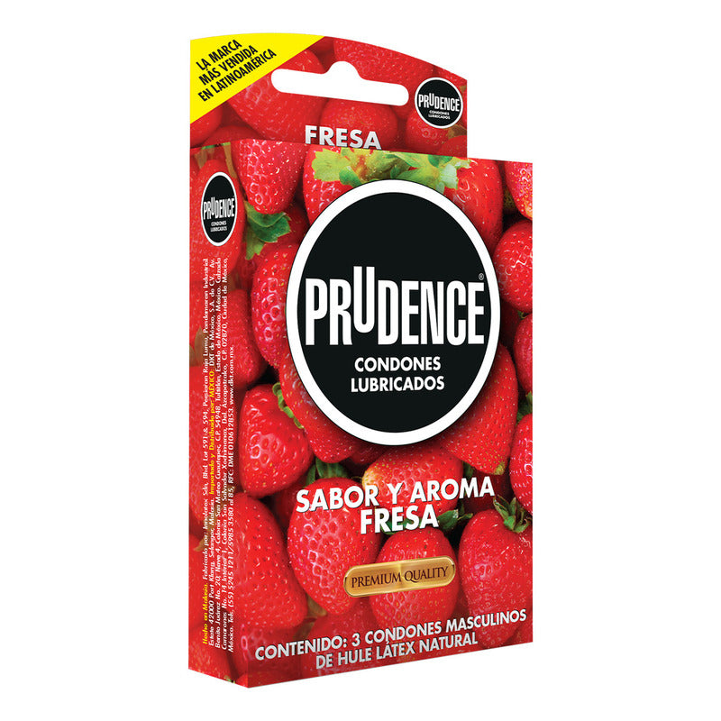 Condones De Látex Prudence Sabor Y Aroma Fresa 3 Condones