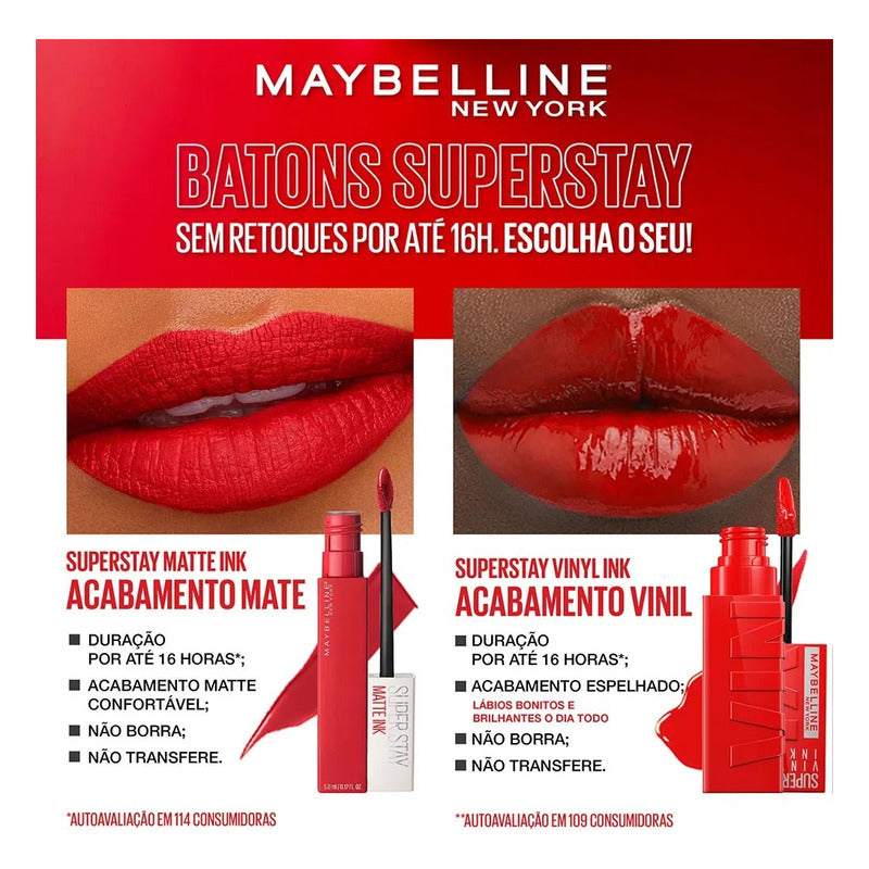Maybelline Labial Líquido Mate Super Stay Matte Ink Tono Inspirer, 5 Ml, De Larga Duración Hasta 16h, Sin Transferencias, En Tonos Súper Saturados