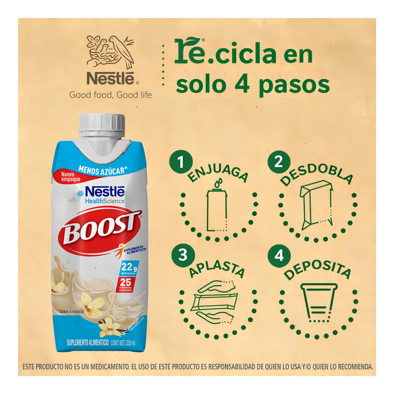 Suplemento Alimenticio Boost Menos Azúcar Sabor Vainilla 330ml