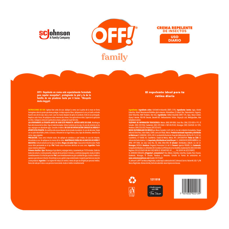 Pack Off Family Repelente De Mosquitos Crema 2 Unidades200ml