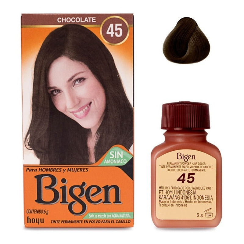 2 Bigen Tinte Permanente Cabello Hombres Y Mujeres Tono 45 45 Chocolate