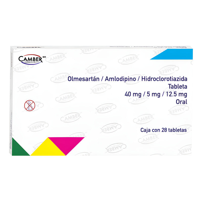 Olmesartan40mg/amlodipino5mg/hidroclorotiazida 28 Tabletas