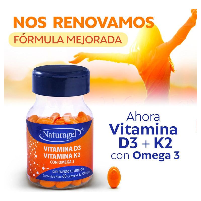 Naturagel Vitamina D3 Con K2 Y Omega 3 700mg 60 Caps Sabor Sin Sabor