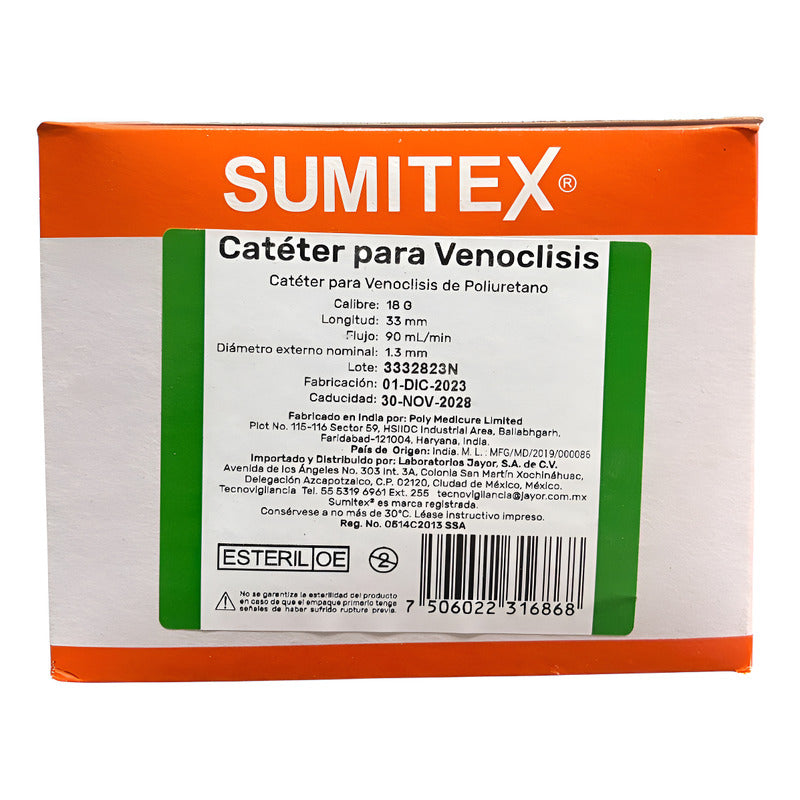 Catéter Para Venoclisis Sumitex Caja Con 50pzs
