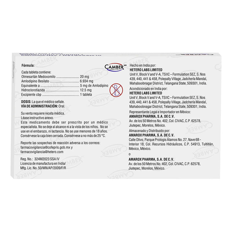 Olmesartan Amlodipino Hidroclorotiazida 28tabletas