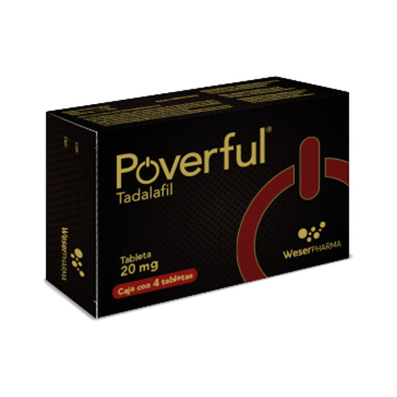 Poverful Tadalafil 20 Mg Caja Con 4 Tabletas