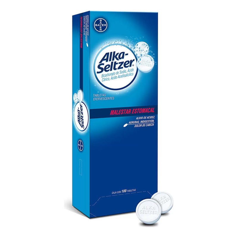 Alka-seltzer Tableta Efervescente 0.324 G/1.976 G/1 G, 100 Tabletas