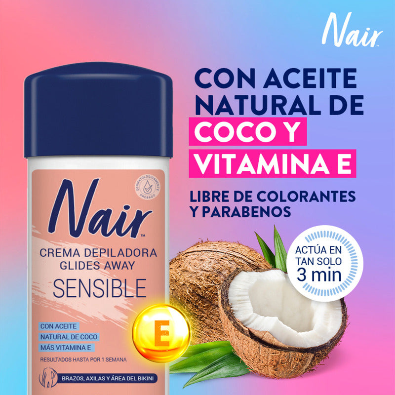 Nair Crema Depiladora Corporal Glides Away Coconut Oil 86 Ml