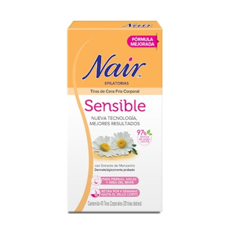 Tiras De Cera Fria Corporal Extracto De Manzanilla 40 Unidades Nair