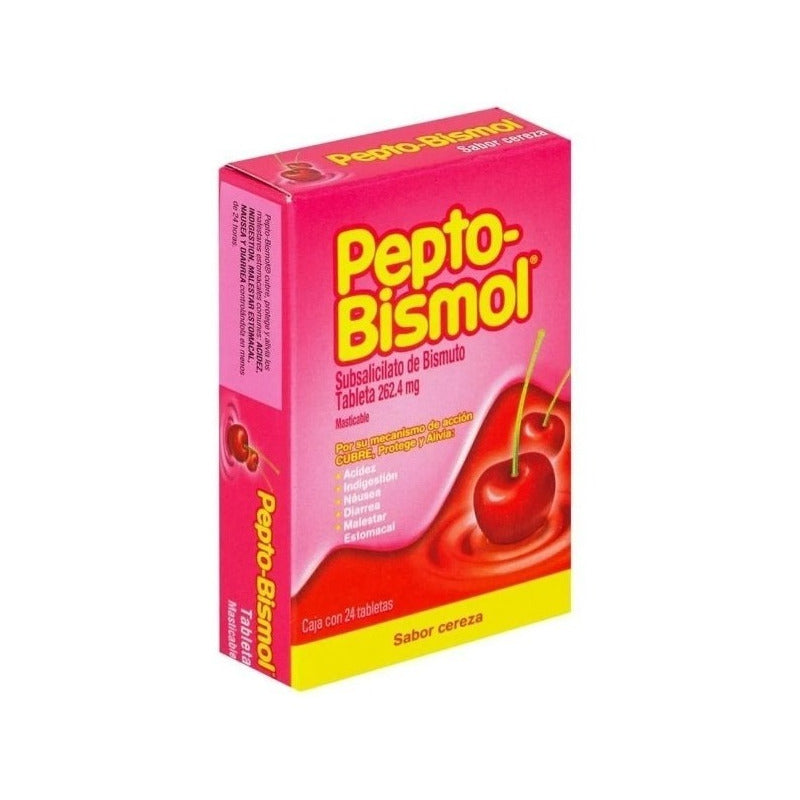 Pepto Bismol Cereza 24 Tabletas Masticables