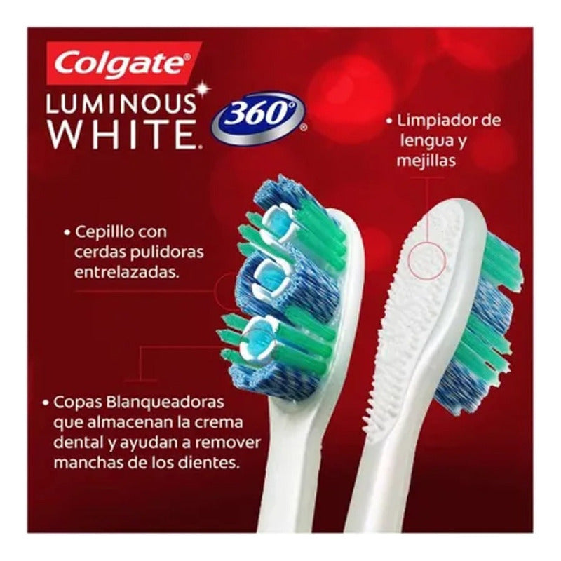 Cepillo Dental Colgate Luminus White Mediano 2 Pz