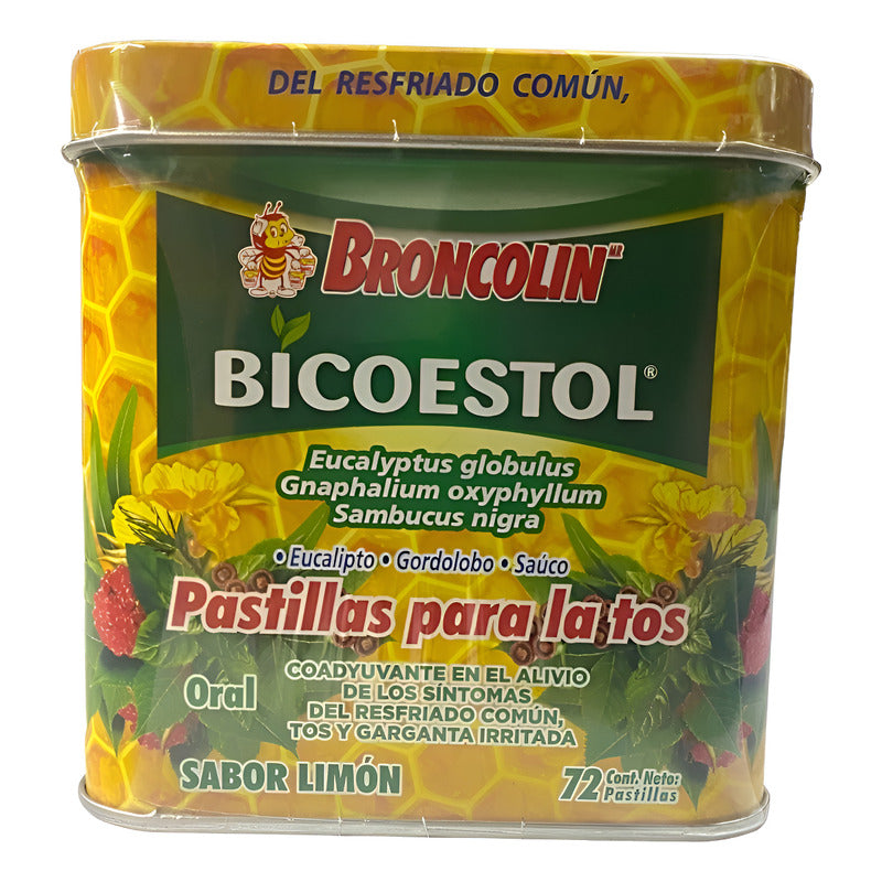 Broncolin Bicoestol Alivio Garganta Y Tos Lata Con 72 Piezas