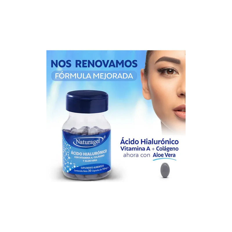 Naturagel Ácido Hialuronico, Aloe Vera Y Vitaminas 30cap Sabor Sin Sabor