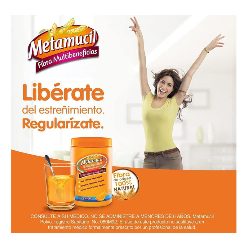 Metamucil Plantago Psyllium Fibra Natural Naranja 174gr