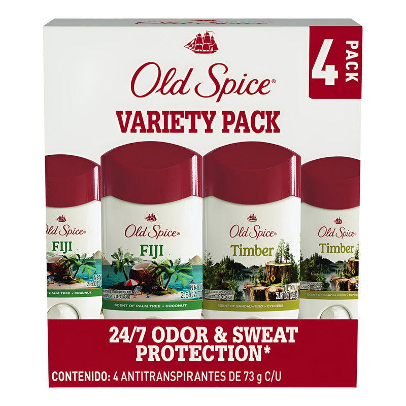 Old Spice Fresher Antitranspirante En Barra 4 Pzas De 73 G Coco