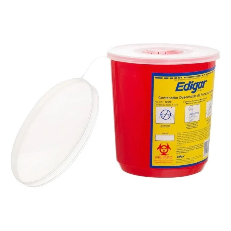 Edigar Contenedor Desechable De Punzocortantes 1.5 Litros