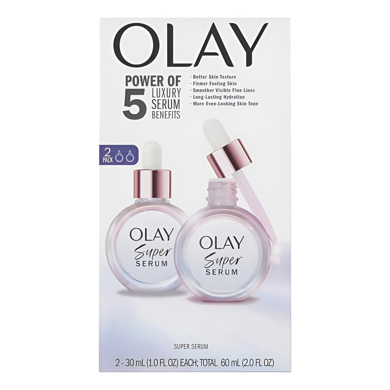 Pack 2 Olay Super Serum Luxury 5 Beneficios 30ml C/u Momento De Aplicación Día/noche Tipo De Piel Mixta