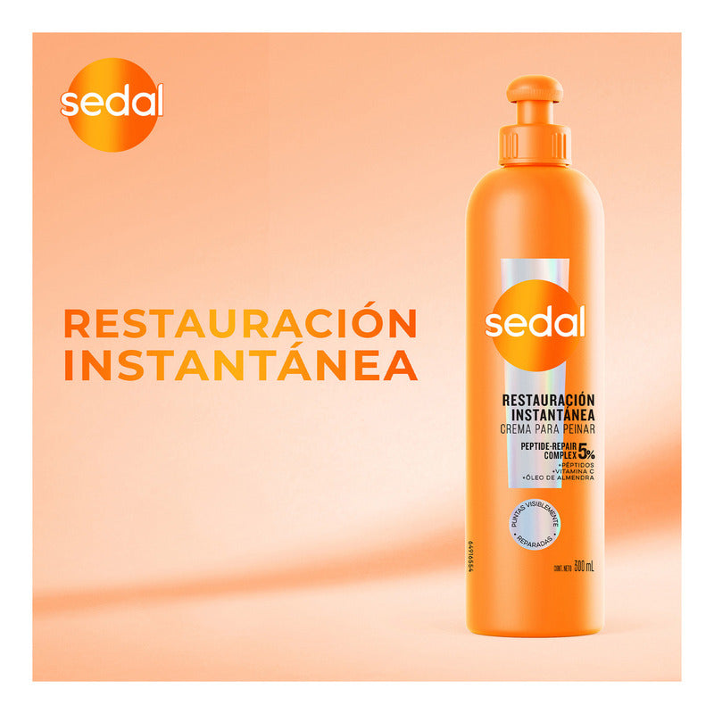 Sedal Crema Para Peinar Restauración Instantánea Ideal Para Reparar Y Dar Fuerza Al Cabello Dañado, Dejándolo Supersuave Y Agradable Al Tacto 300 Ml
