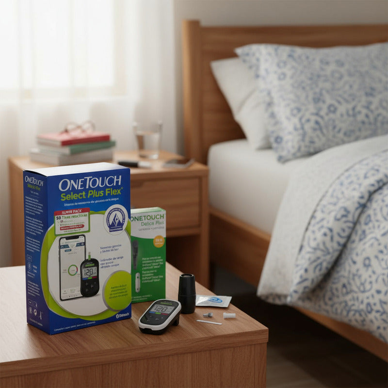 Kit 50 Tiras One Touch +35 Lancetas+lancetador+glucometro Negro