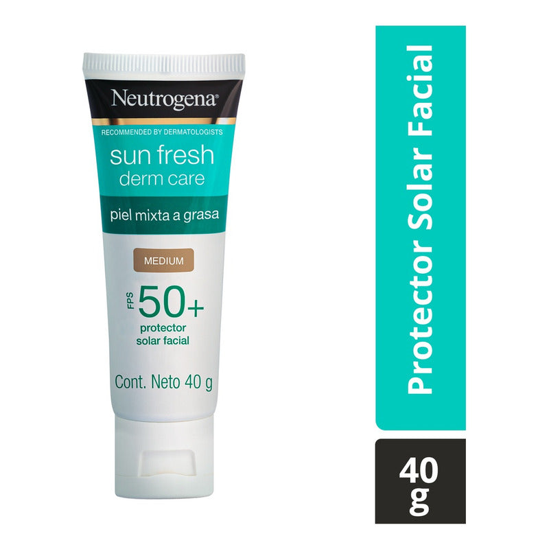 Neutrogena Sun Fresh Protector Solar Facial Tono Medio Niacinamida Fps50+, 40g