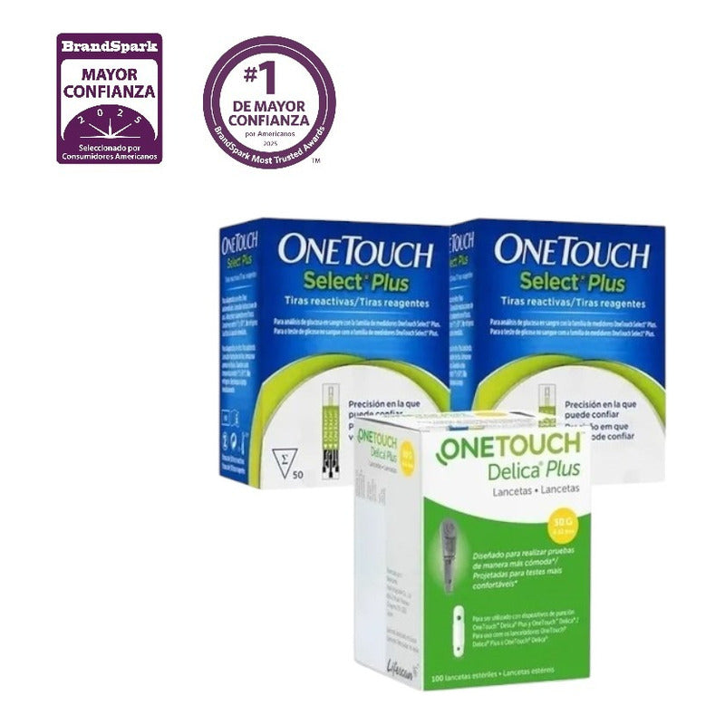 Kit One Touch Select Plus 100 Tiras Y 100 Lancetas
