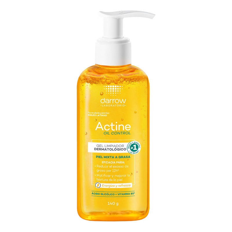 Actine Oil Control Gel Limpiador Dermatológico, Piel Mixta A Grasa, Control De Sebo Hasta 12h, 140 G