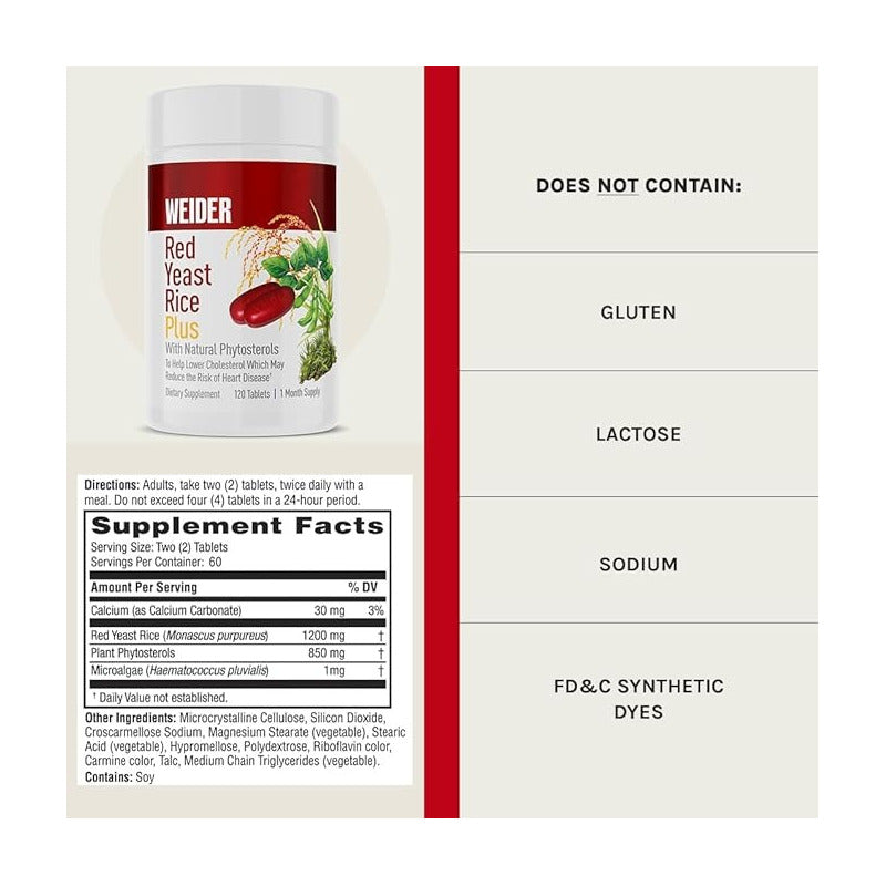 Red Yeast Rice Plus 1200mg Contra Colesterol (240 Tabletas) Sabor S/n Sin Sabor