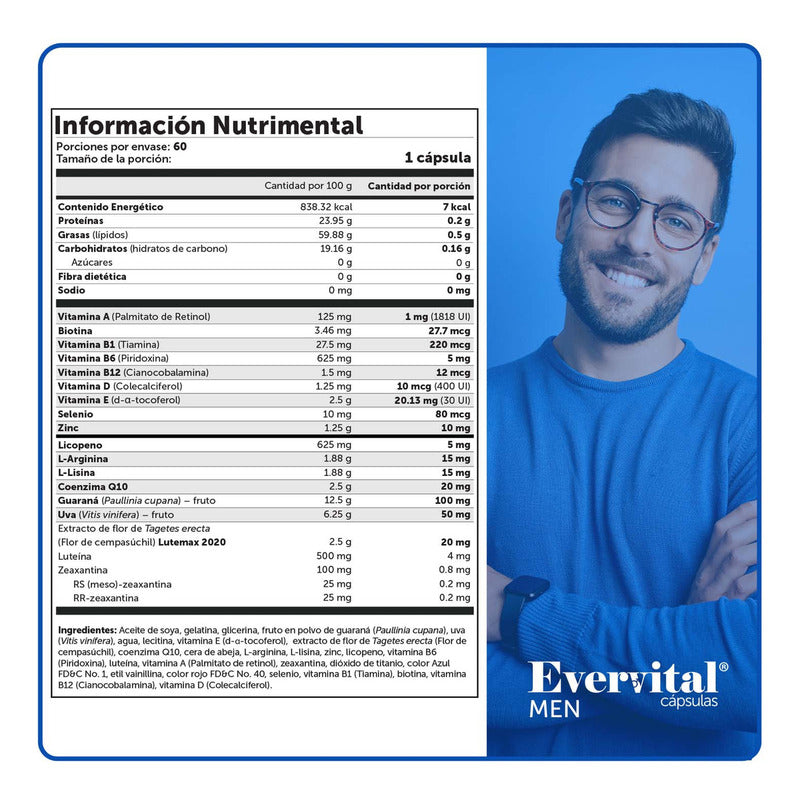 Evervital Men Suplemento Alimenticio 60 Cápsulas Na