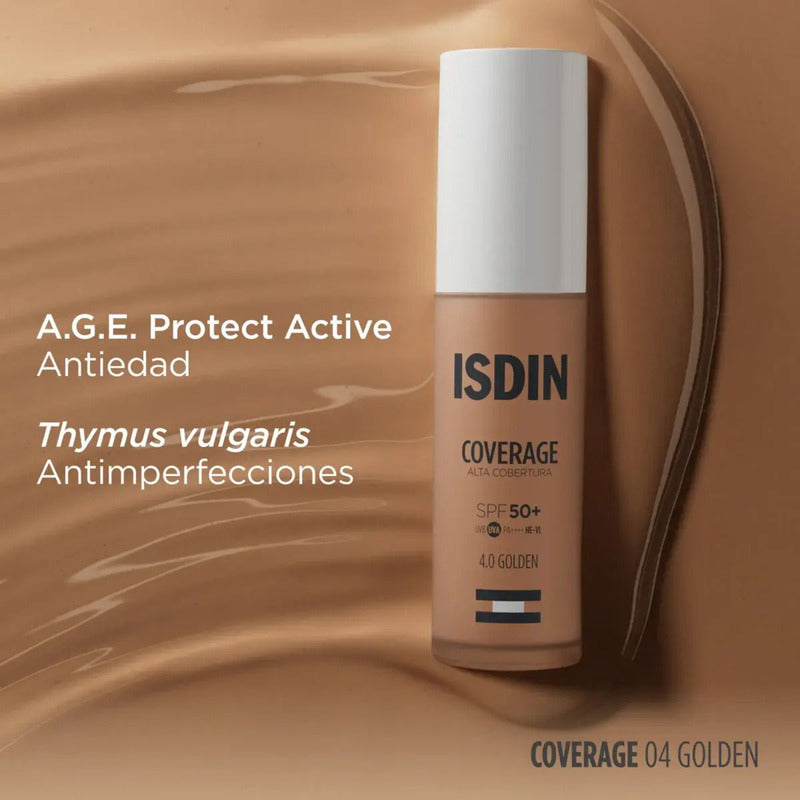 Sdin Coverage Base De Maquillaje Alta Cobertura Con Protector Solar Fps 50+ Tono 4.0 Golden