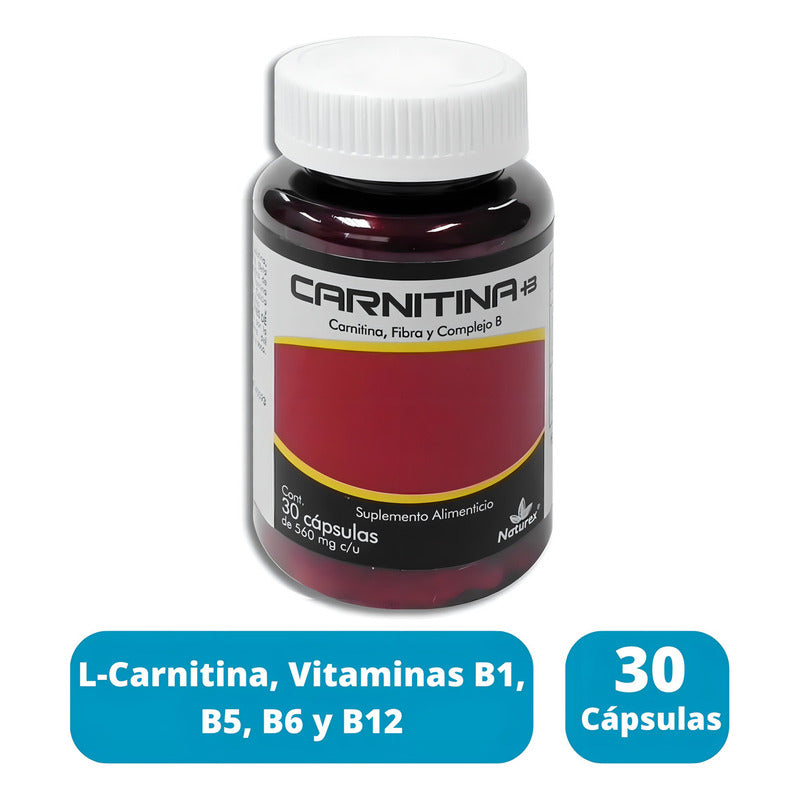 Carnitina Con Complejo B Frasco Con 30 Cápsulas Naturex Sin Sabor